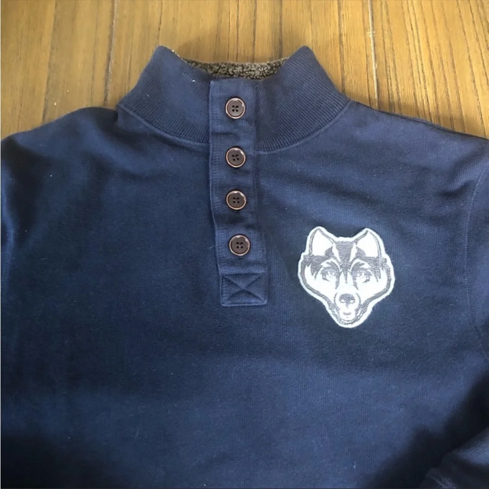 Gap navy button wolf patch sweater